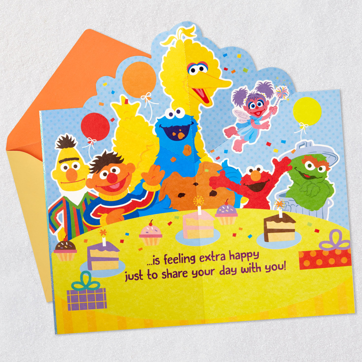 Sesame Street Pop-Up Birthday Card for Kids Open card with envelope image number 2
