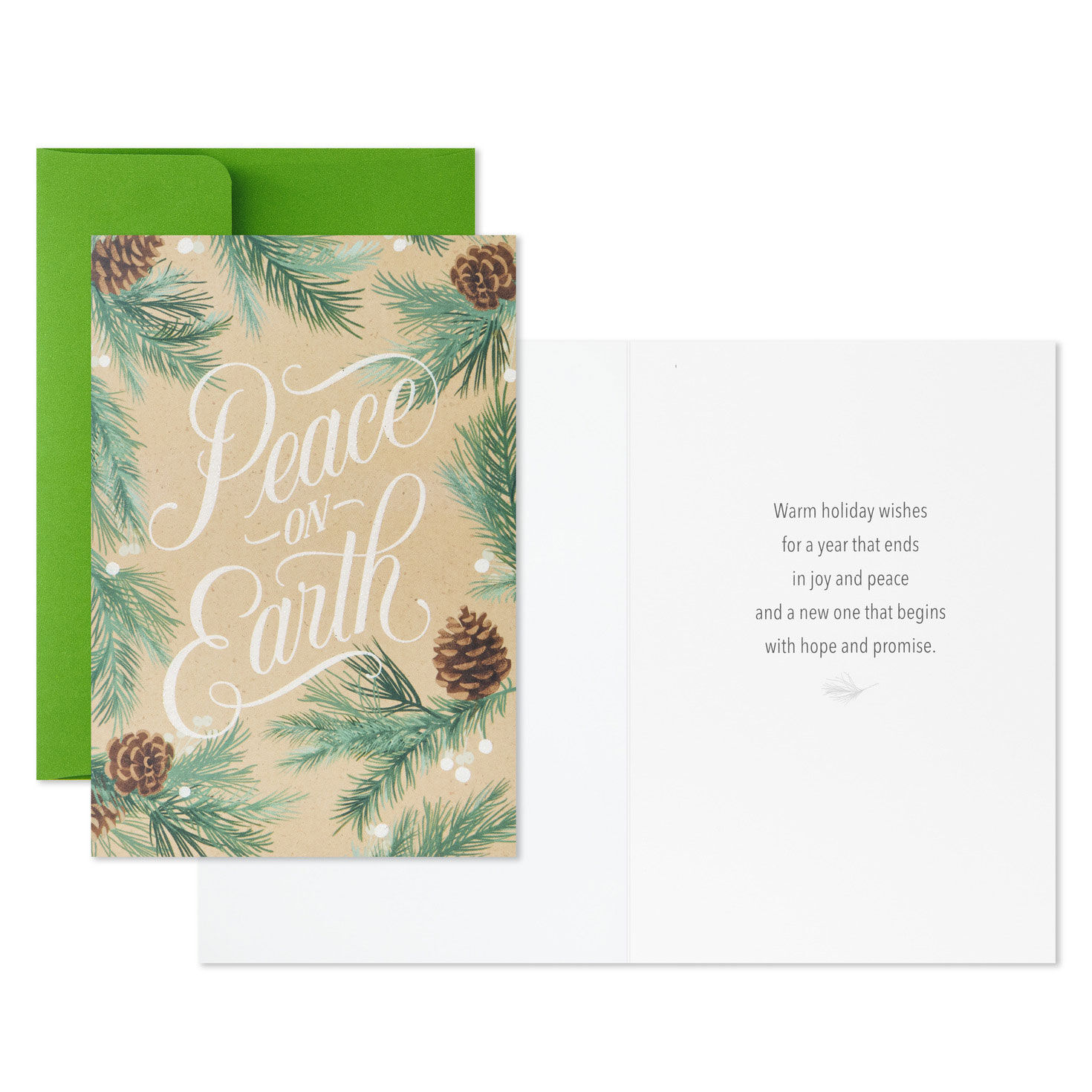 Pine Boughs Boxed Christmas Cards Card Front with Sentiment image number 3