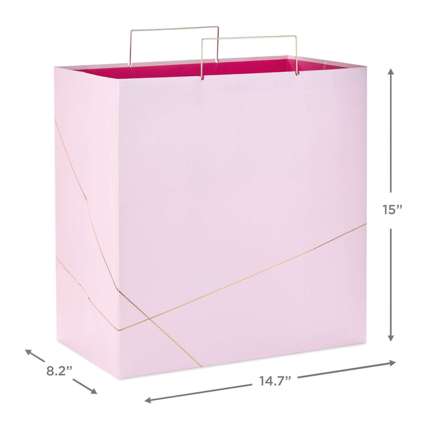 Light Pink With Gold Extra-Deep Square Gift Bag, 15" for only USD 7.99 | Hallmark