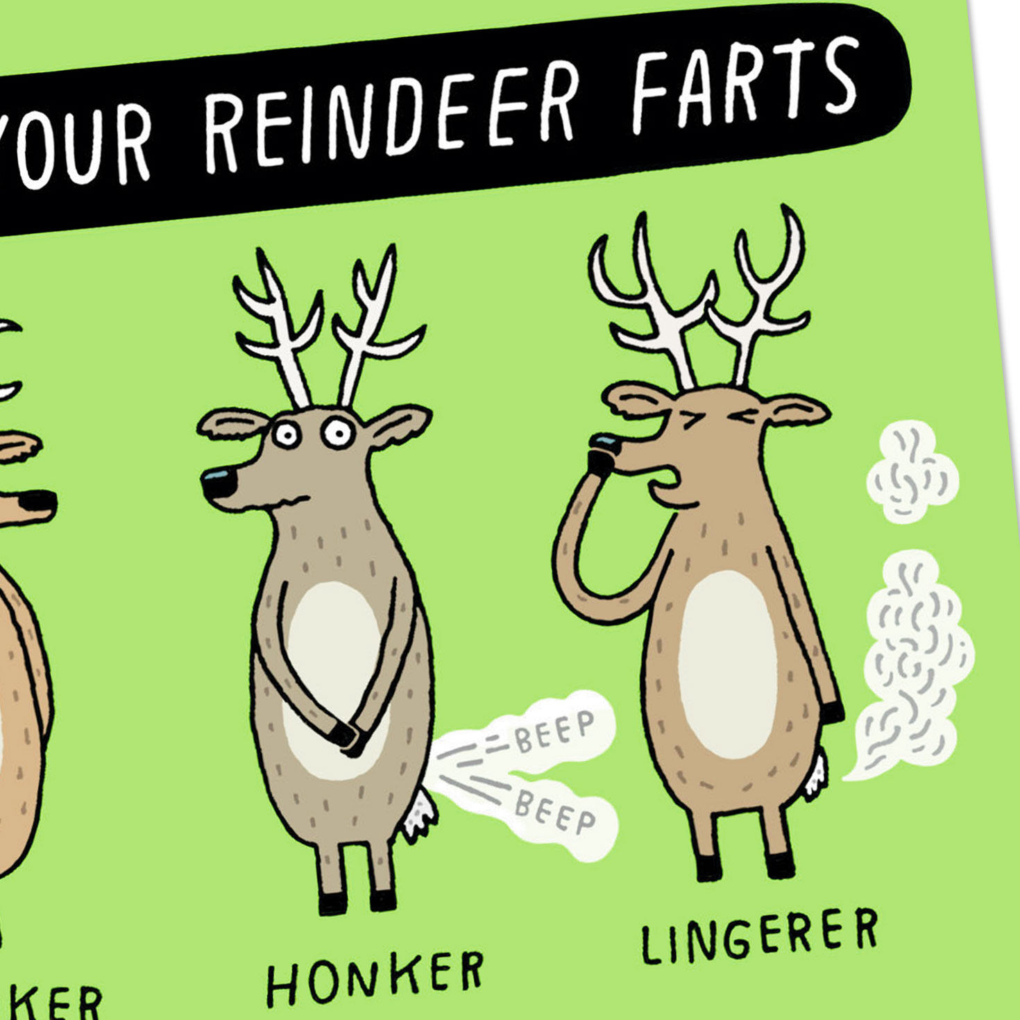 Reindeer Farts Funny Christmas Card Card Front Detail image number 4