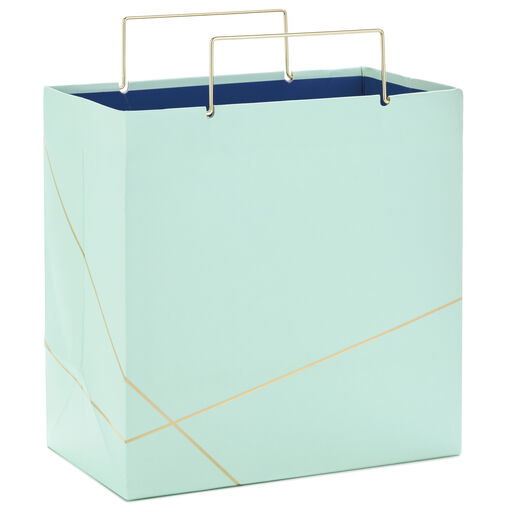 7.7" Mint Green With Gold Medium Square Gift Bag, 