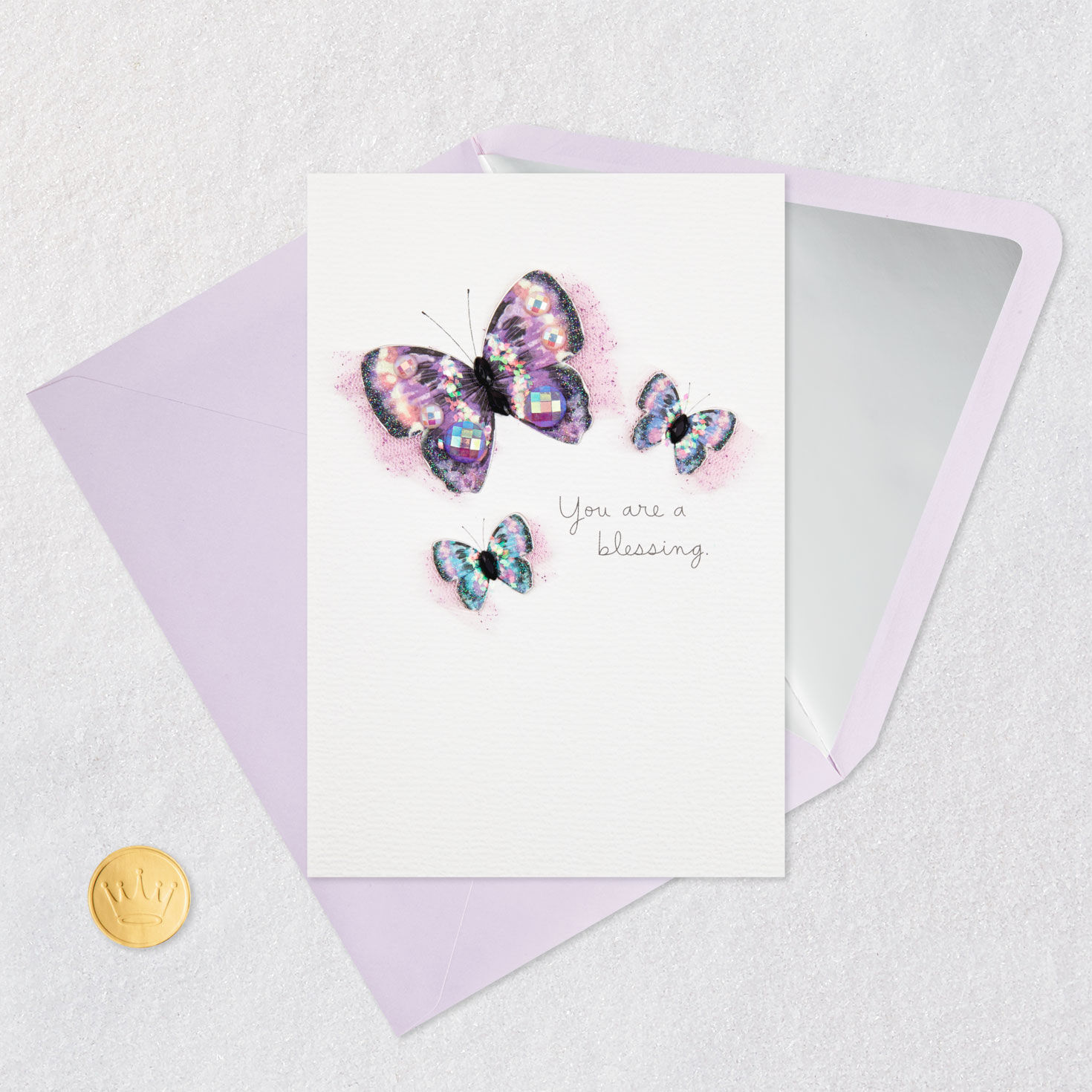 Bespoke Butterflies Upscale Birthday Card Card Front with Envelope and Gold Seal image number 5