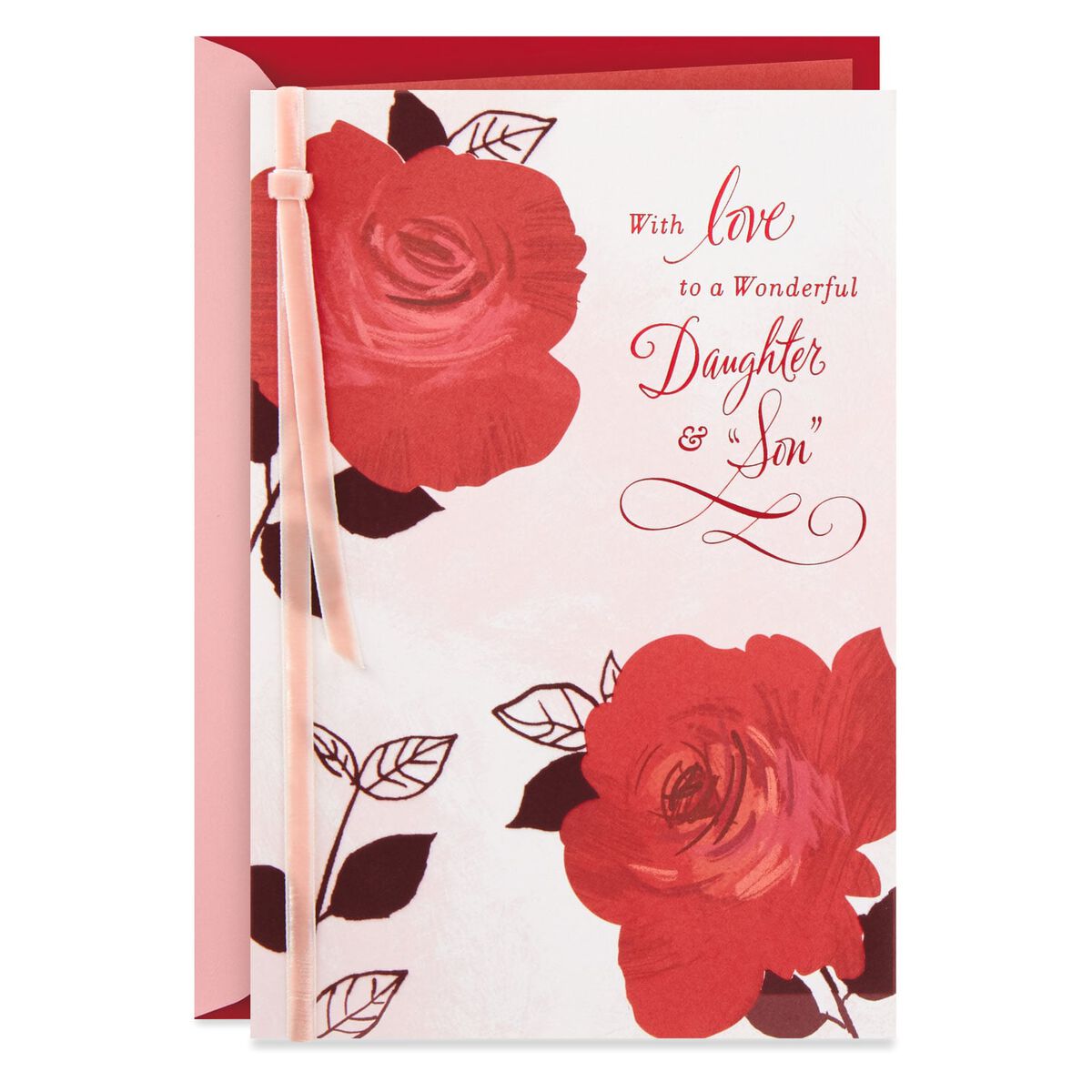 Two Roses Valentine's Day Card for Daughter and Son-in-Law - Greeting