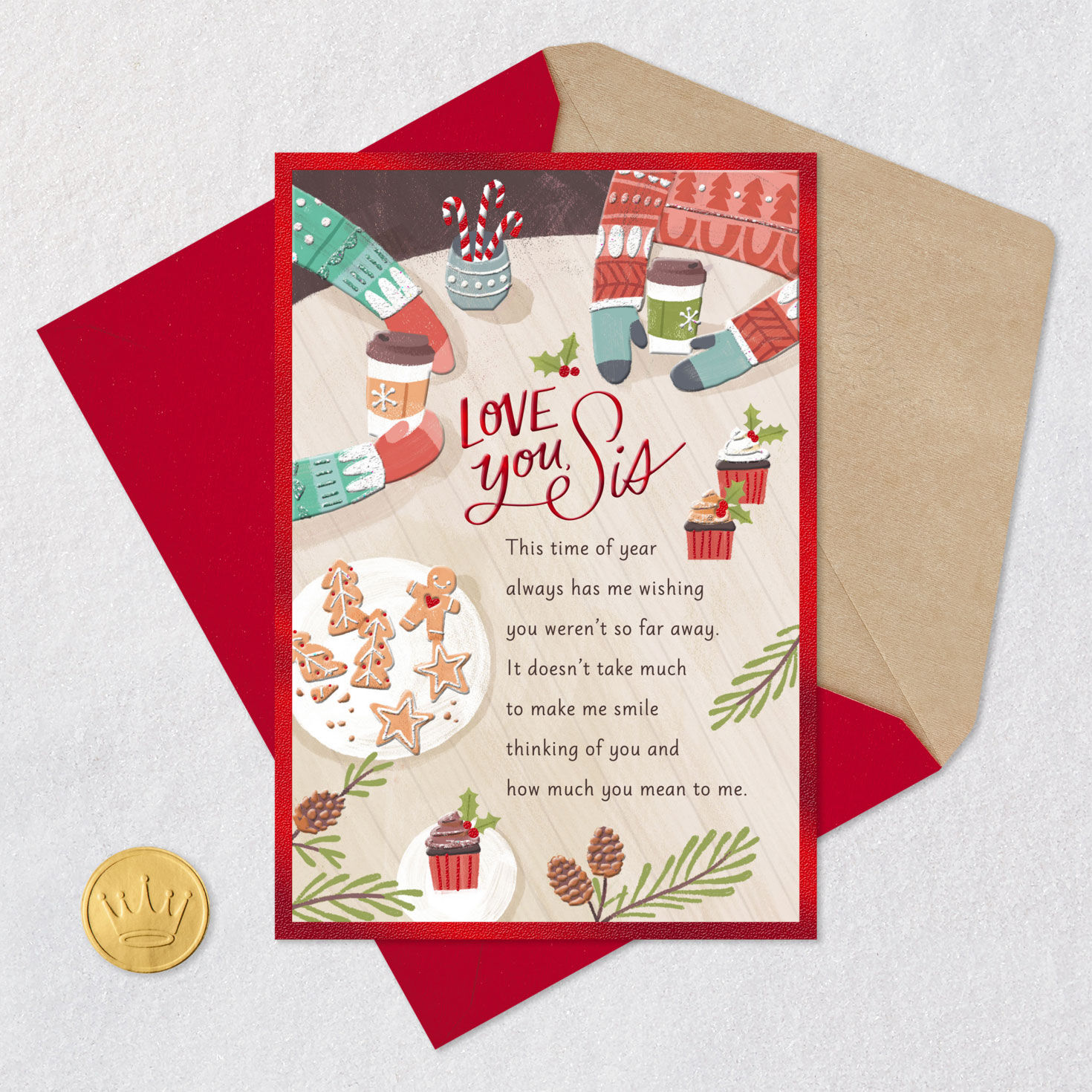 Cozy Holiday Religious Christmas Card for Sister Card Front with Envelope and Gold Seal image number 6