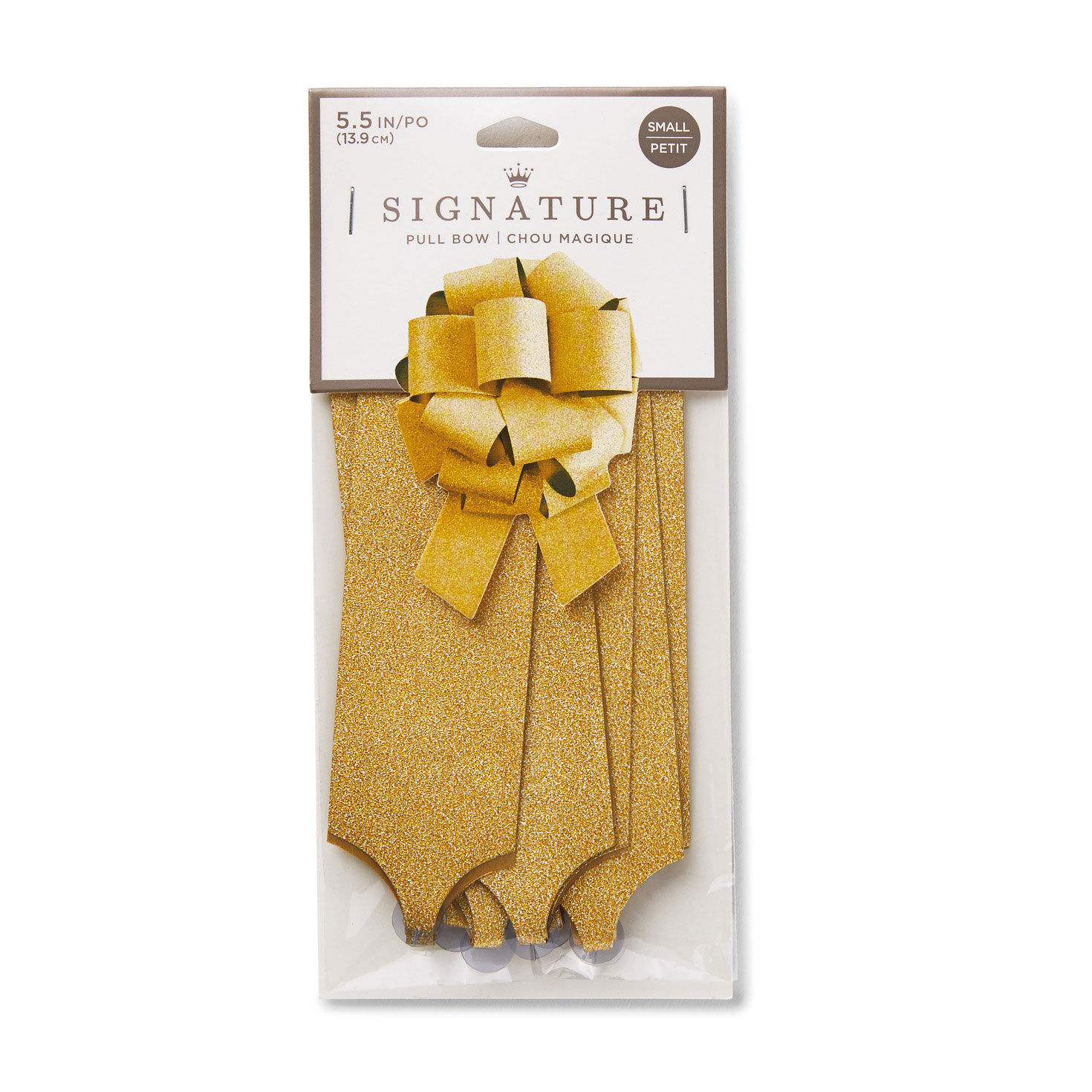 Gold Glitter Pull Bow Made From Wide Ribbon package front image number 2