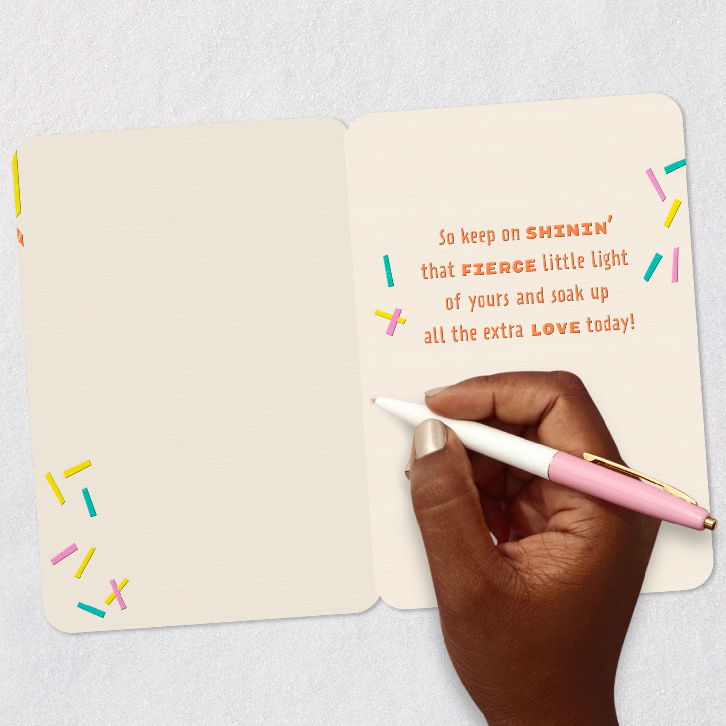 Candle Sun and Confetti Birthday Card for Her Signing card image number 6