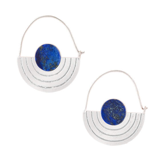 Lapis and Silver Orbit Earrings, , large image number 1