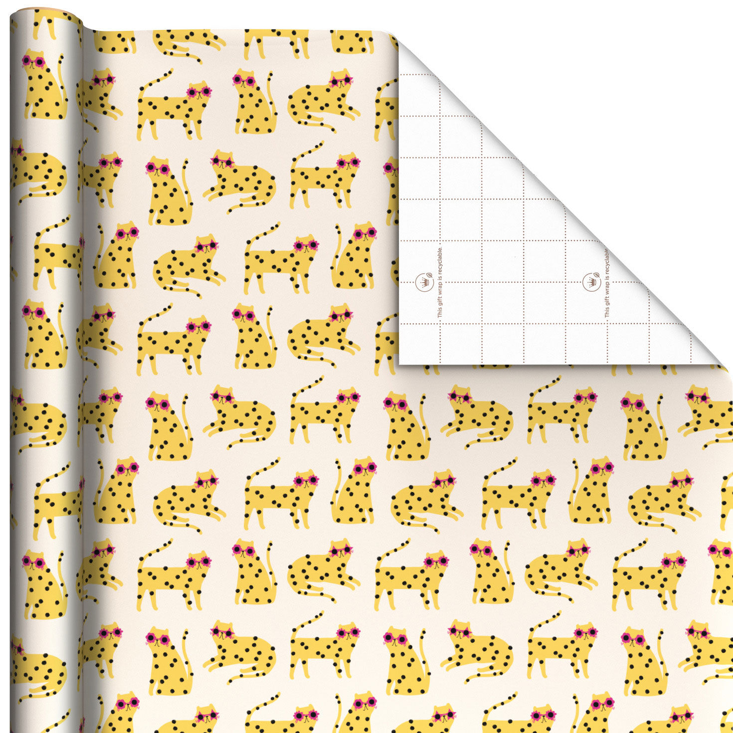 Cool Polka-Dot Cats Wrapping Paper Roll, 20 sq. ft.