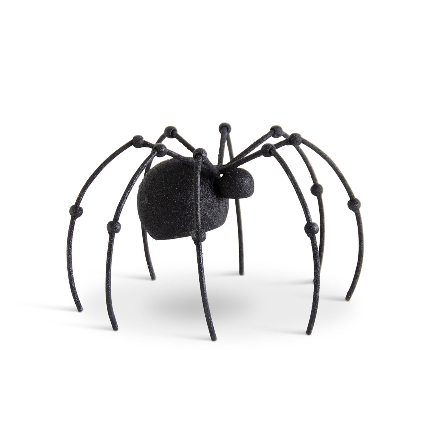 K&K Interiors Small Glittery Black Metal Spider Figurine
