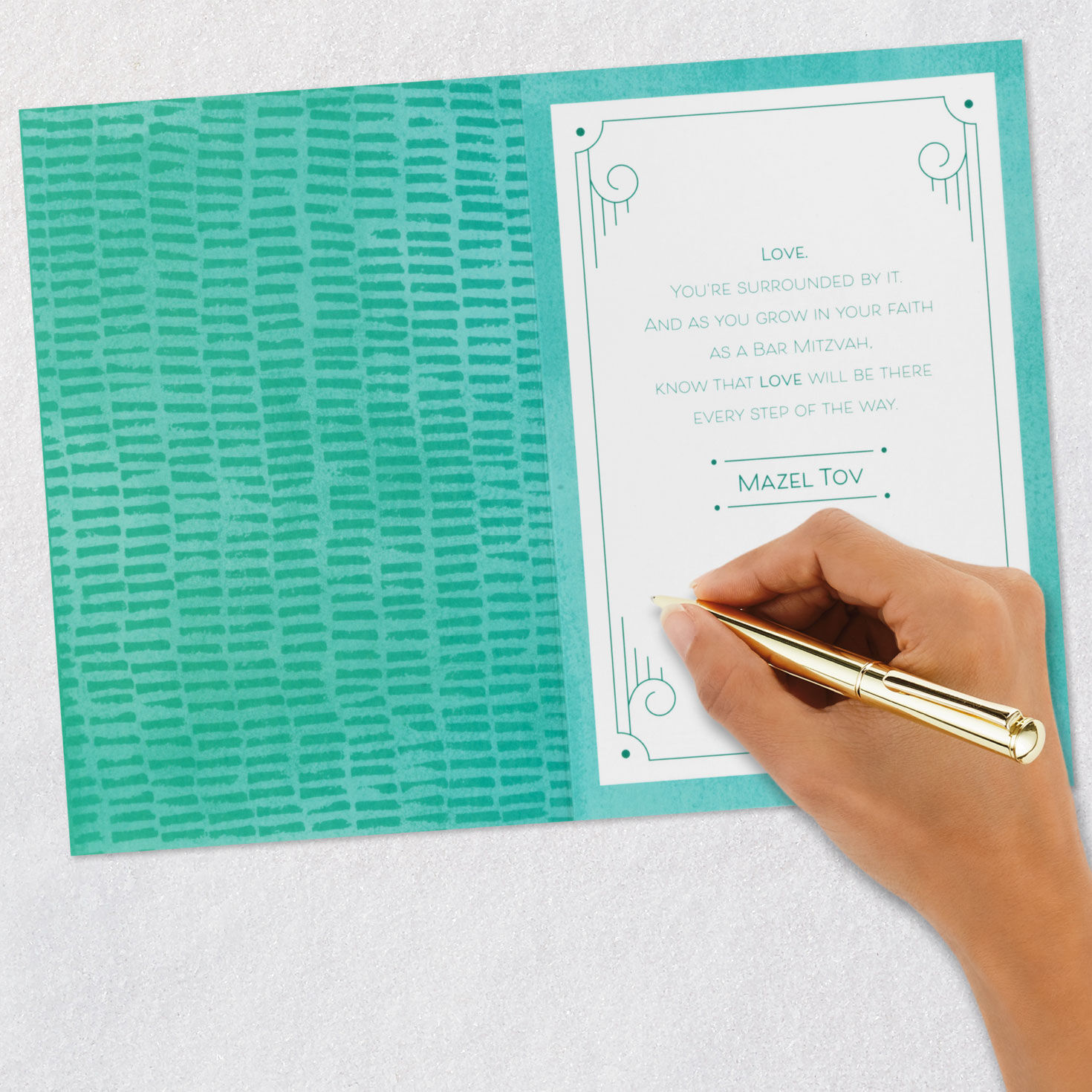 Wooden Hamsa Bar Mitzvah Card for Boys Signing card image number 6