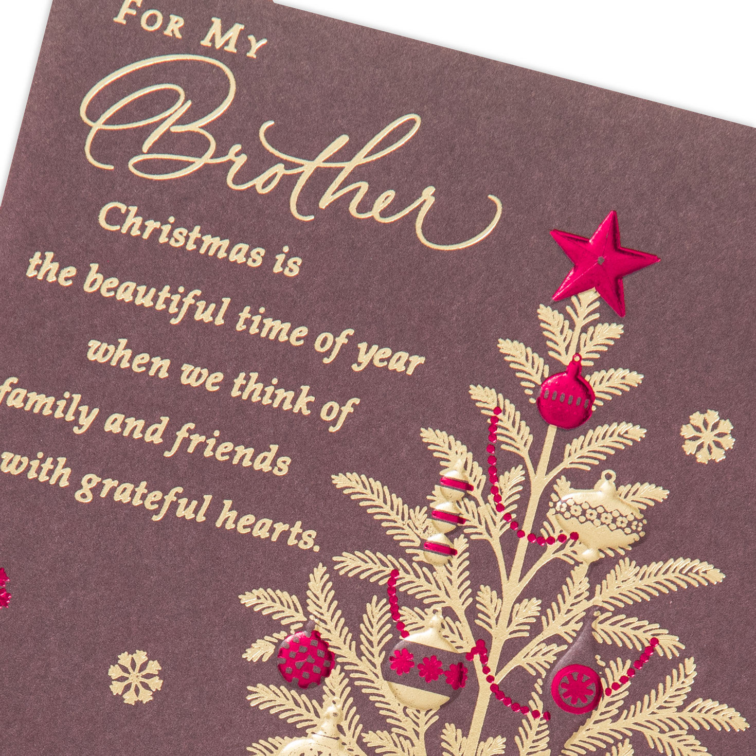 Gold Tree Christmas Card for Brother Card Front Detail image number 4