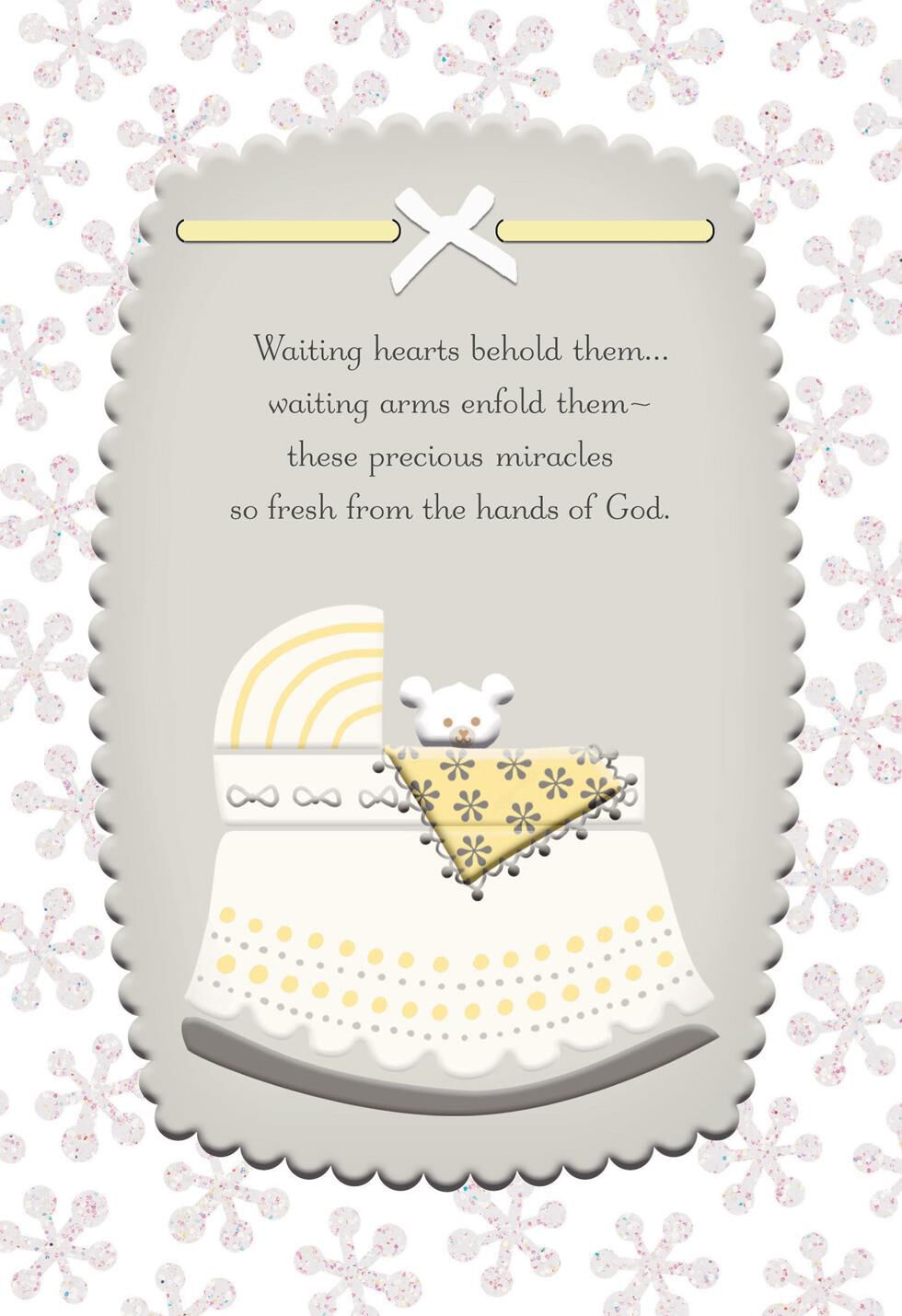 Crib With Little Bear Religious New Baby Card
