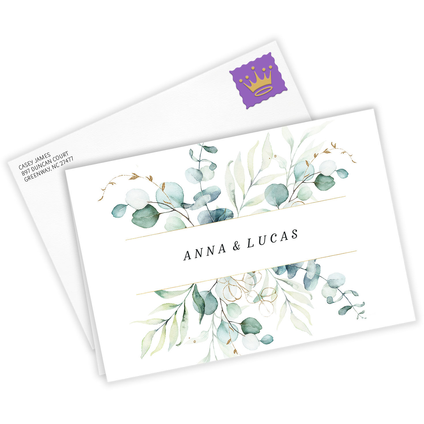 Personalized Watercolor Green Eucalyptus Card  image number 2