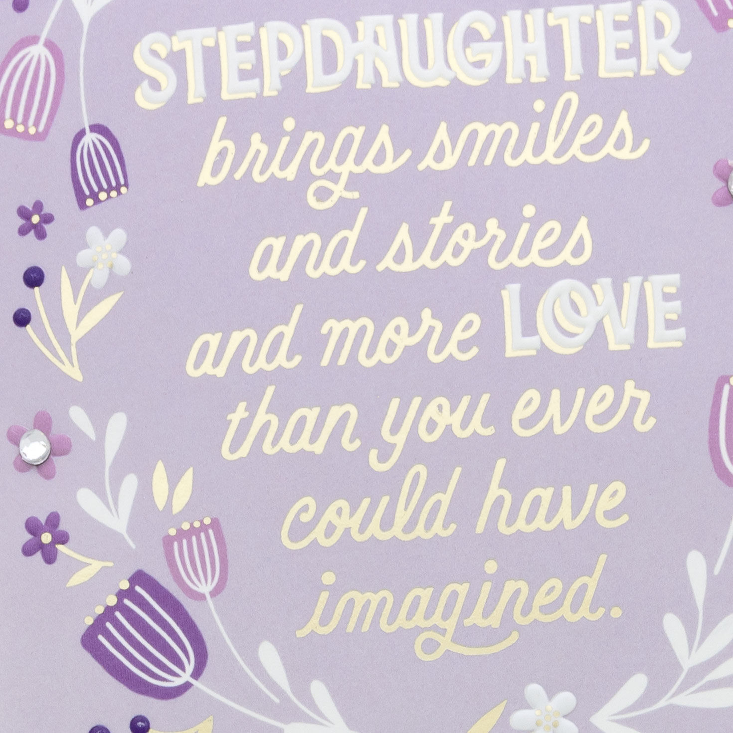 Lavender Floral Wreath Stepdaughter Birthday Card Card Front Detail image number 4