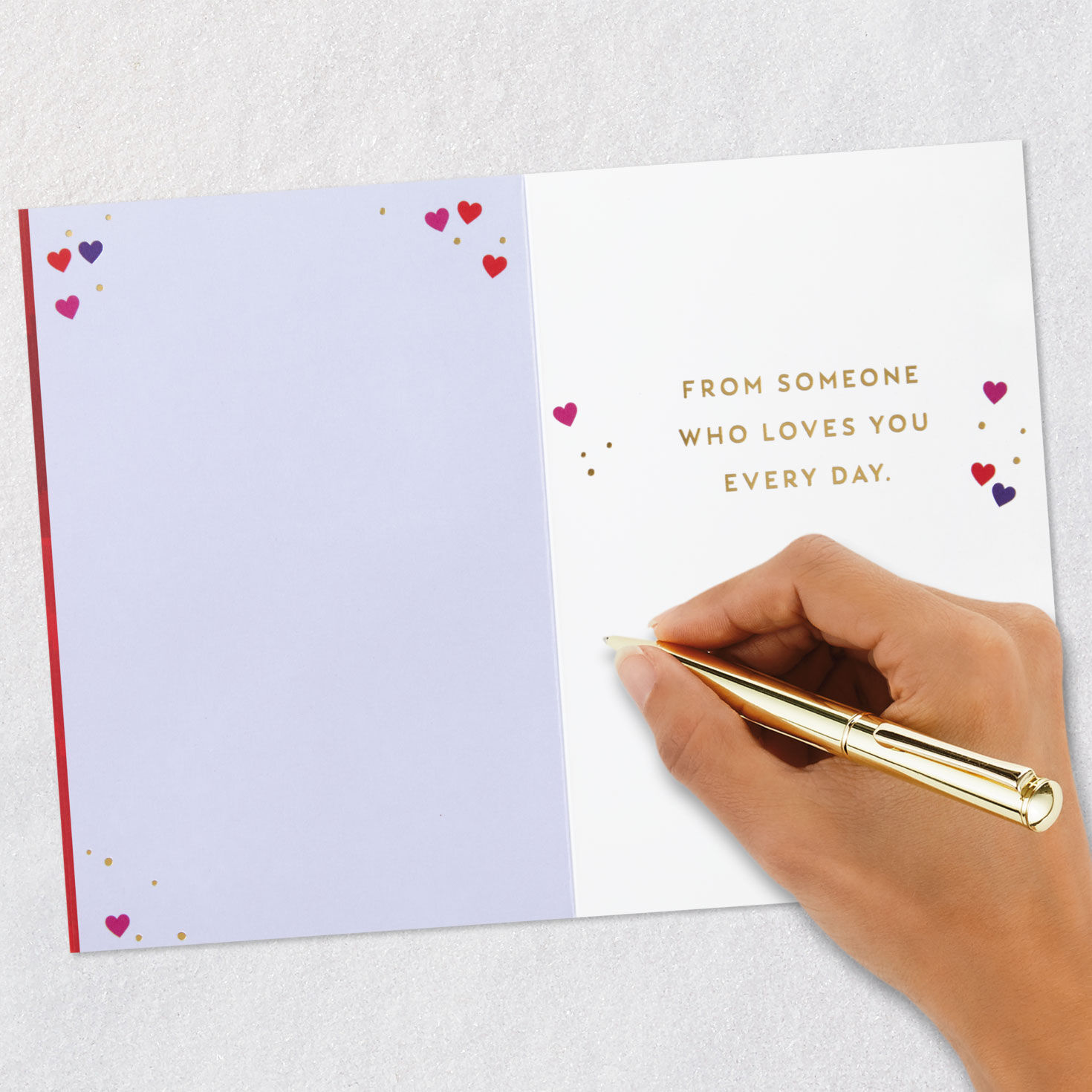 Confetti Heart on Red Valentines Day Card Signing card image number 6