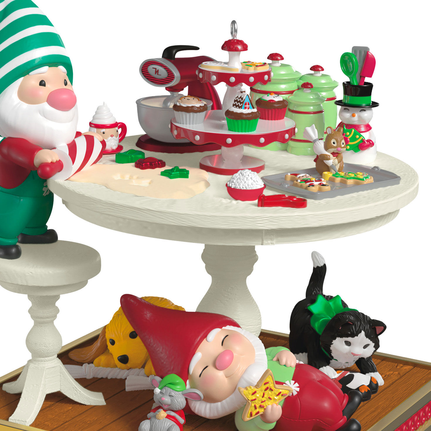 Gnomes Animals Baking at Table Keepsake Ornament closeup view image number 5