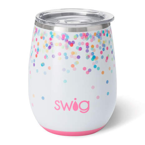 Swig Confetti Stainless Steel Stemless Wine Glass, 14 oz., , large