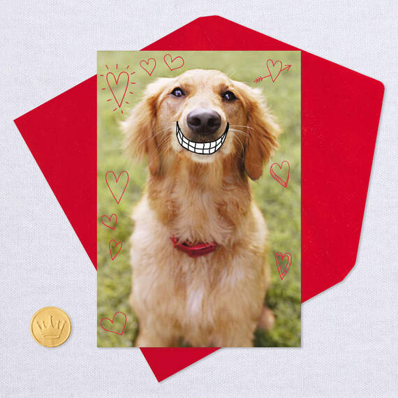 Smiling Dog Love You Funny Valentine's Day Card, , large image number 5