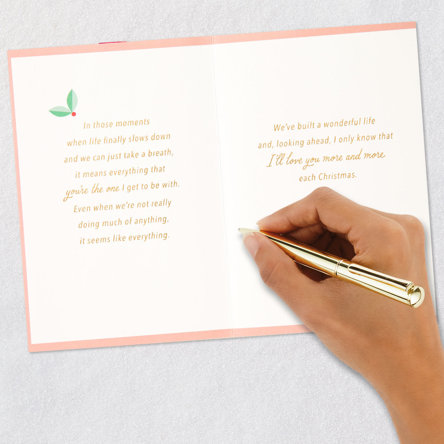 Gold Foil and Greenery Love Christmas Card Signing card image number 7