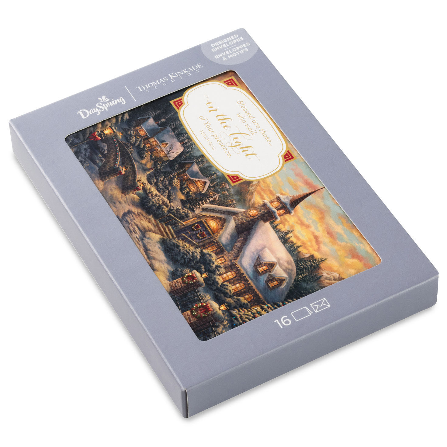 Thomas Kinkade Blessed Church Religious Boxed Christmas Cards, Pack of 16