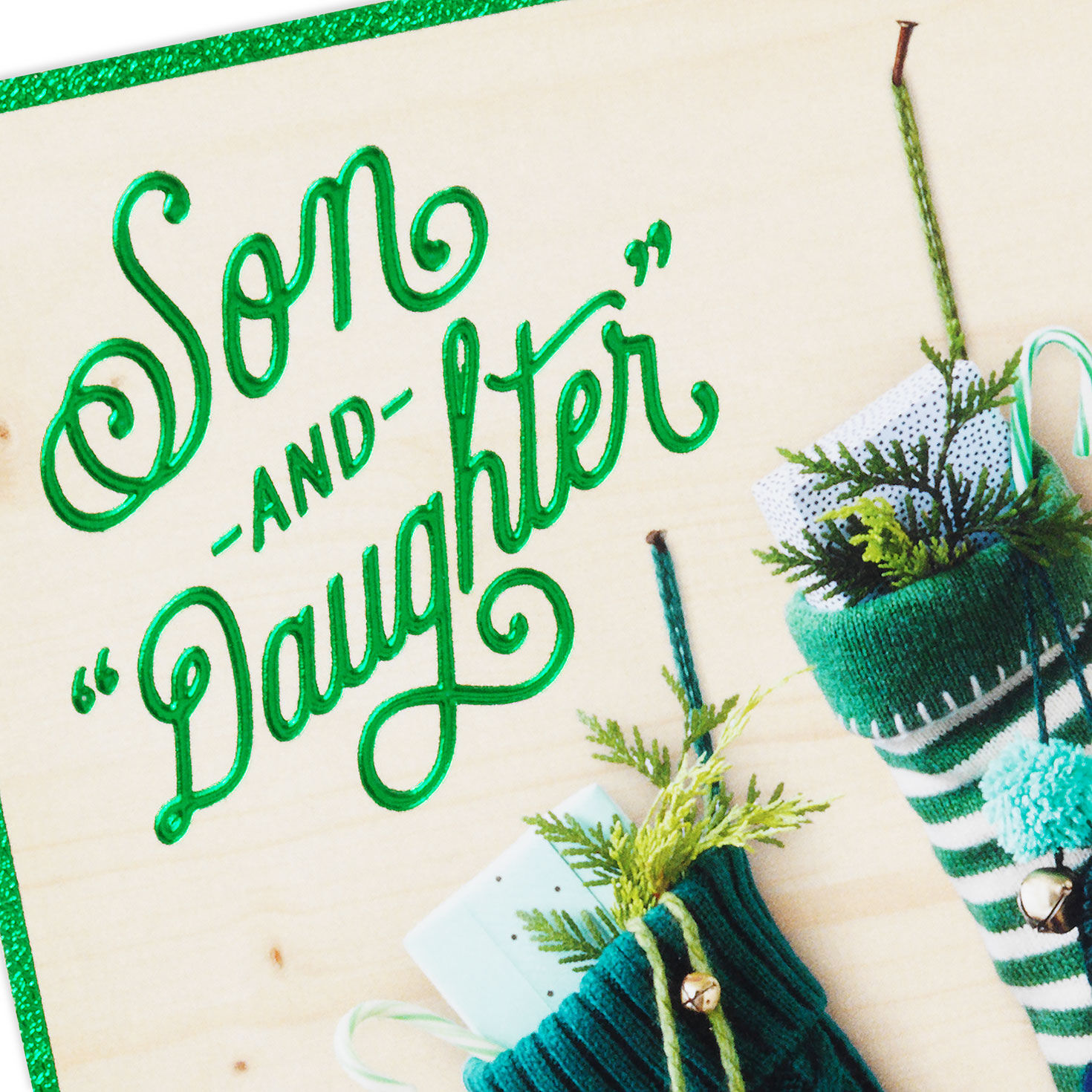 Stockings Christmas Card for Son and Daughter-in-Law Card Front Detail image number 4
