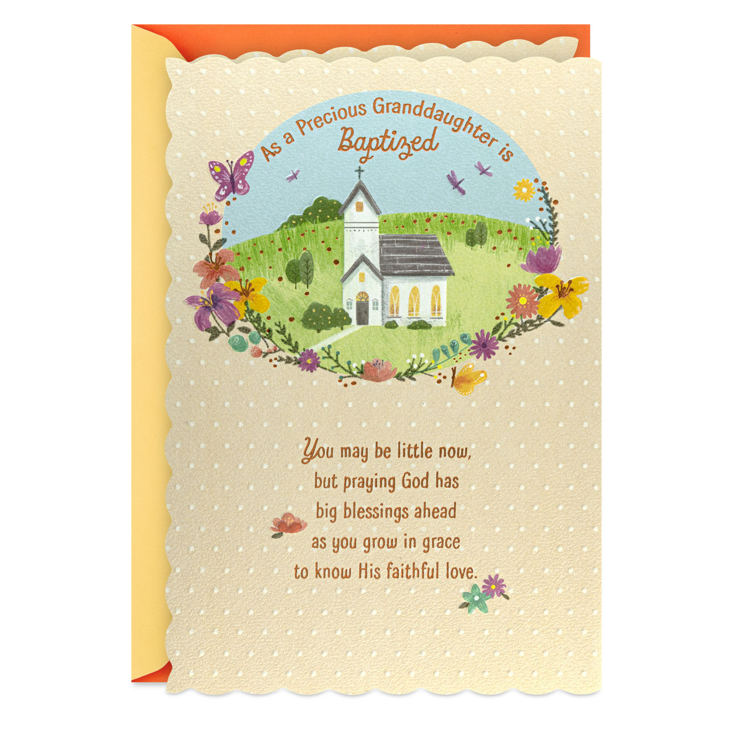 Big Blessings Ahead as You Grow Baptism Card for Granddaughter
