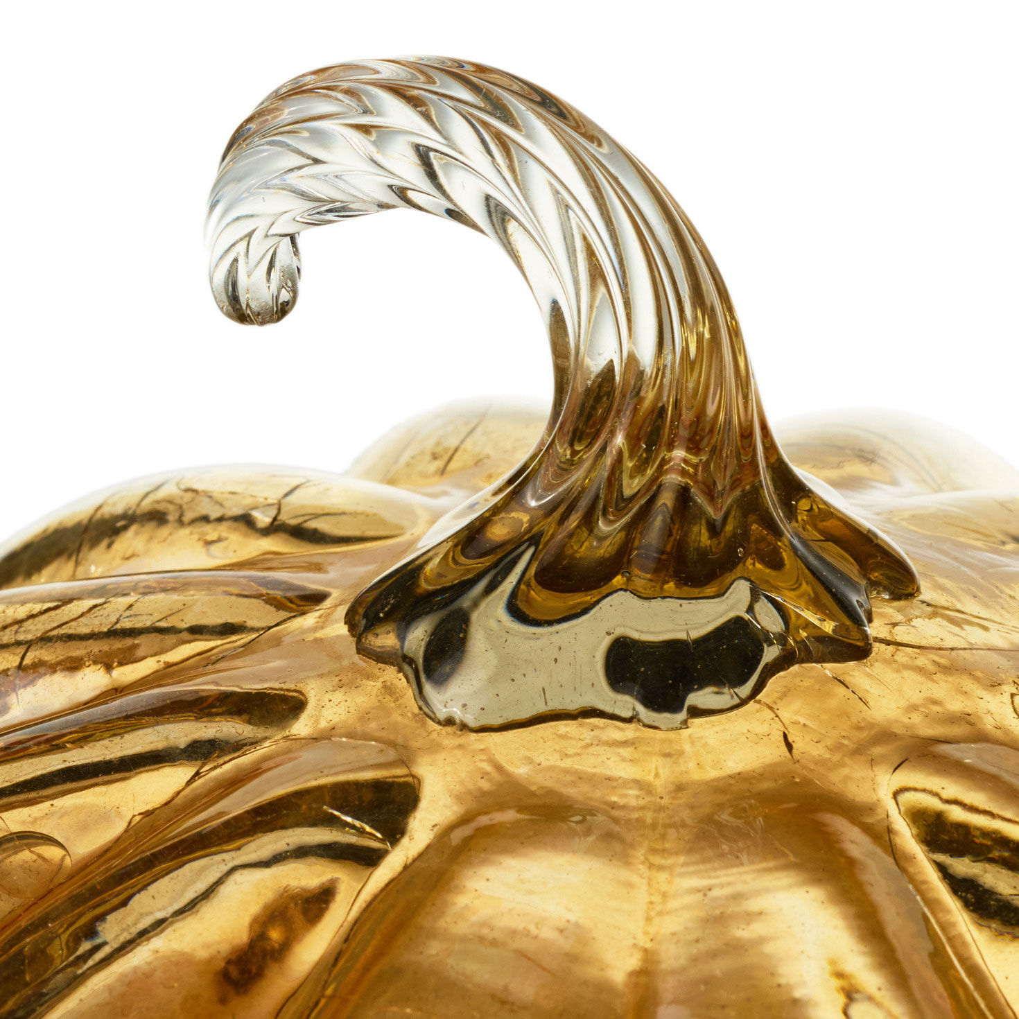 Glass Pumpkin Tabletop Decoration upclose detail image number 3
