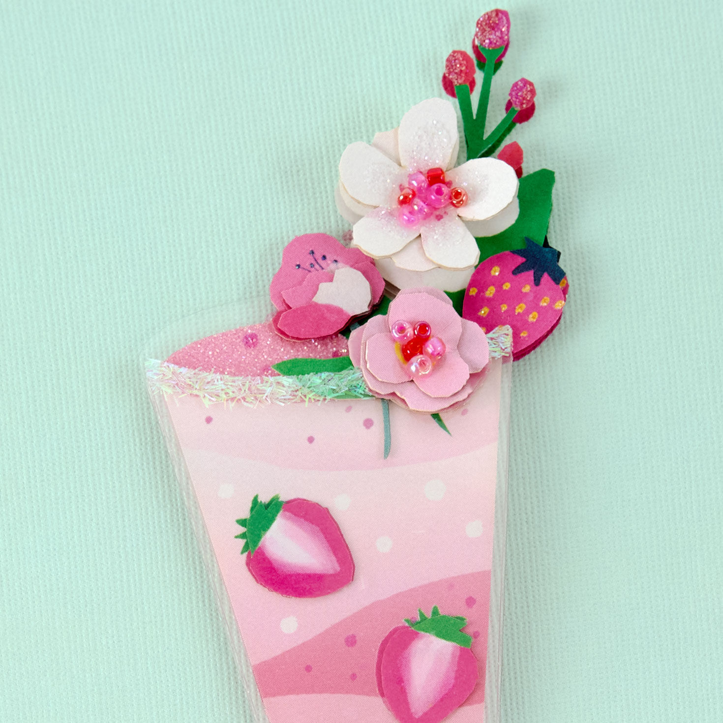 Strawberry Parfait Cocktail Birthday Card Card Cover Detail image number 4