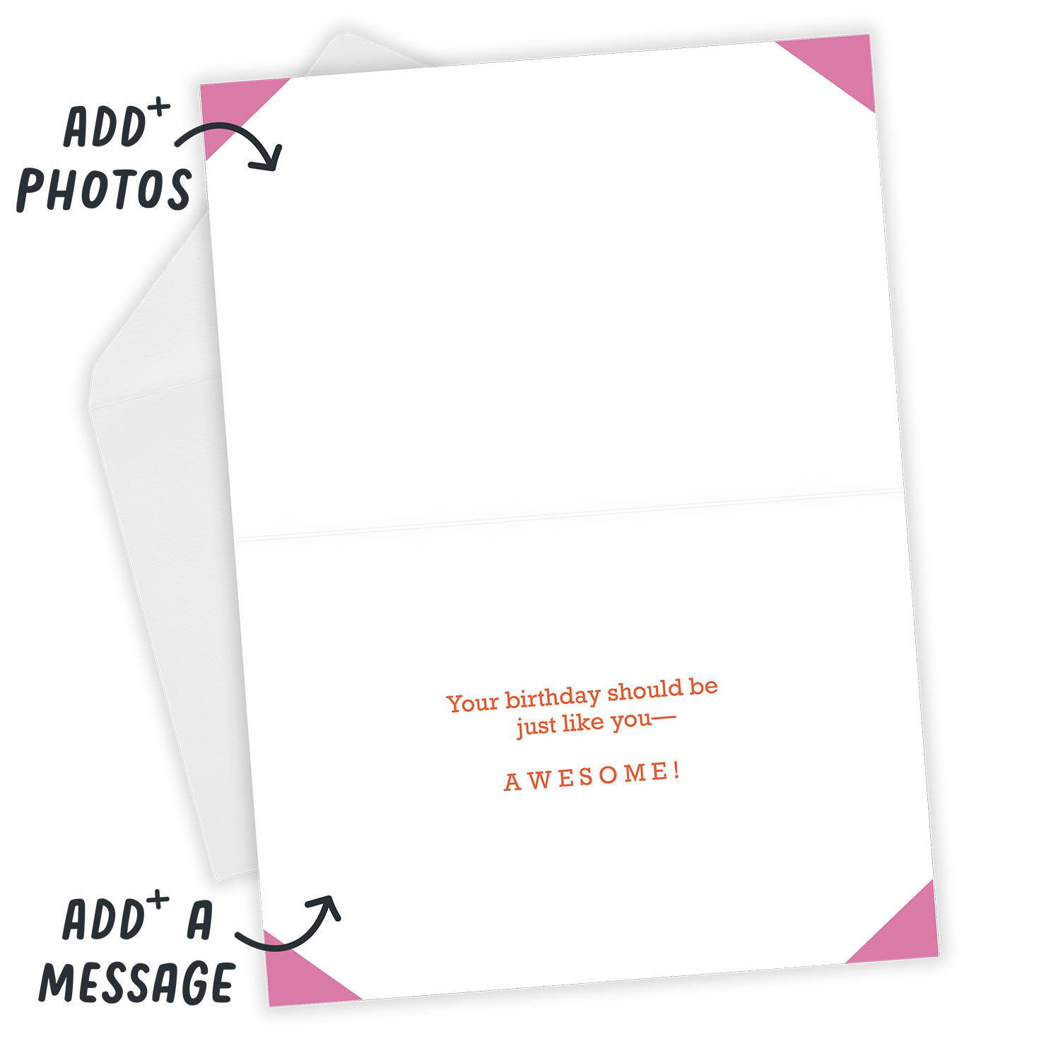 Pink Birthday Girl Personalized Card Open Card with Envelope indicating personalization image number 4