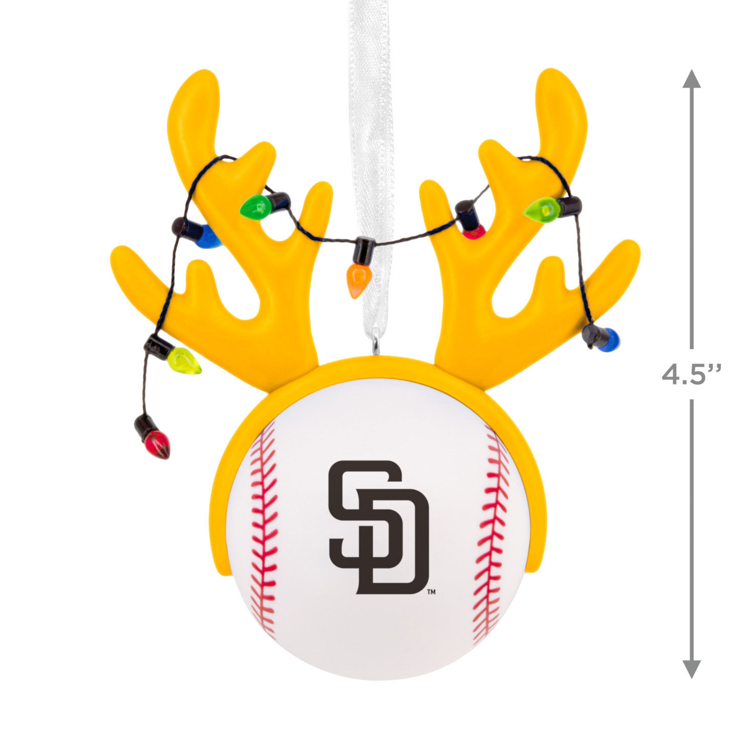Padres Reindeer Baseball Christmas Ornament measurement image number 3