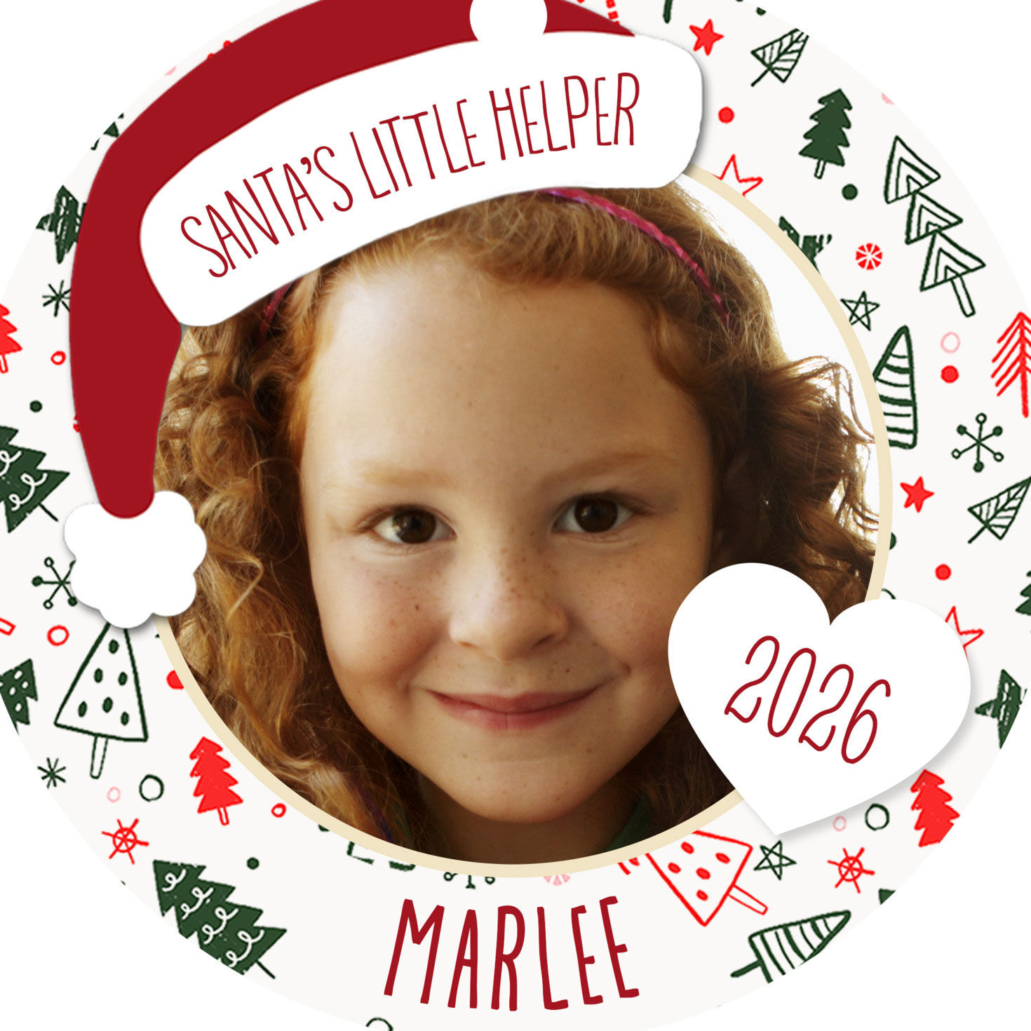 Holiday Round Metal Personalized Ornament, Custom Photo and Text for only USD 17.99 | Hallmark