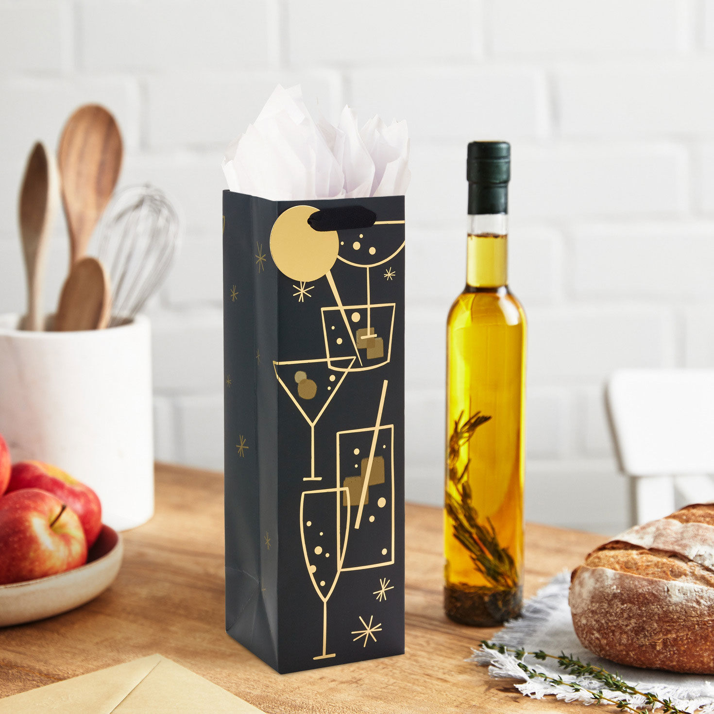 13" Gold Cocktail Glasses Wine Gift Bag for only USD 4.49 | Hallmark