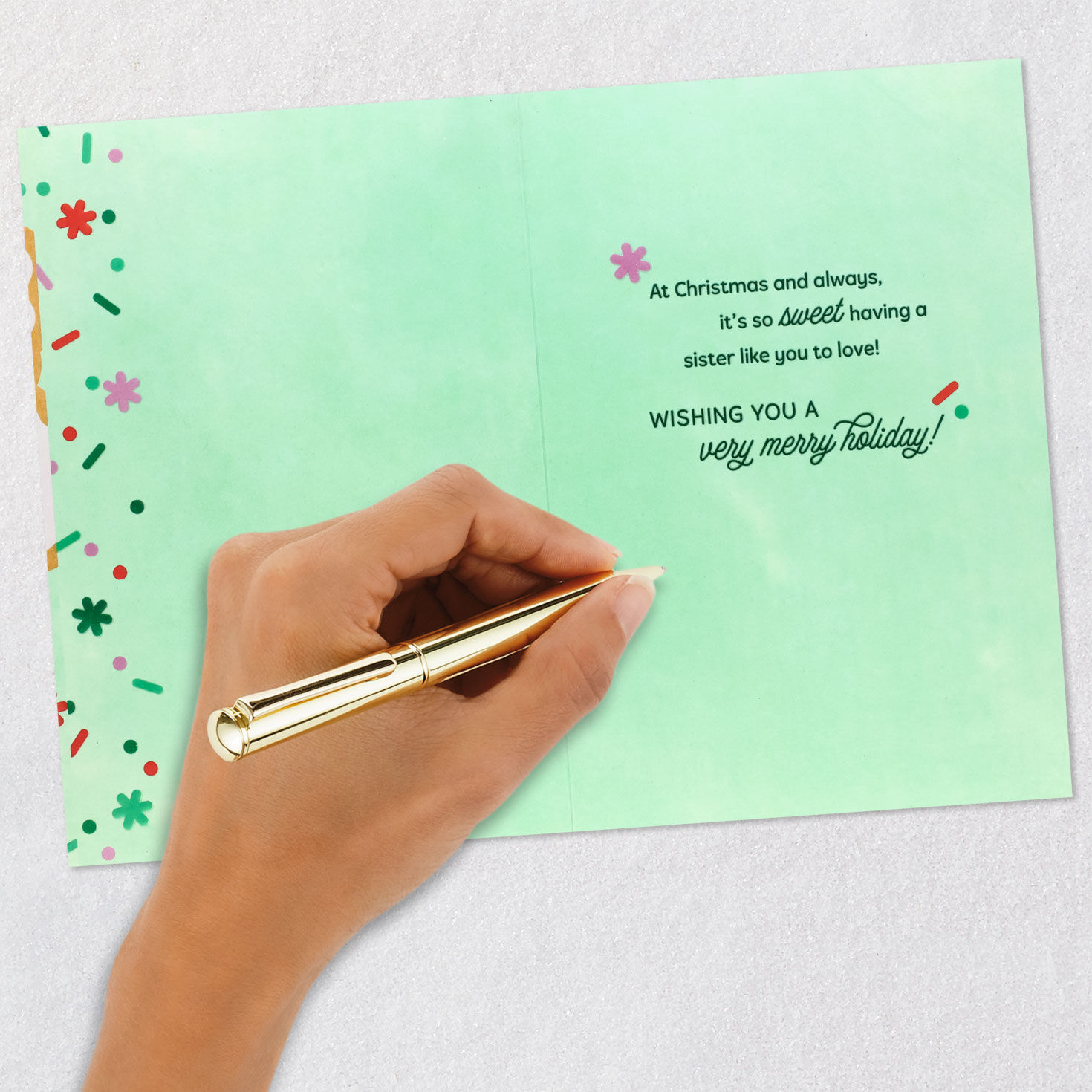 Sugar Cookie Snowflake Christmas Card for Sister Signing card image number 6