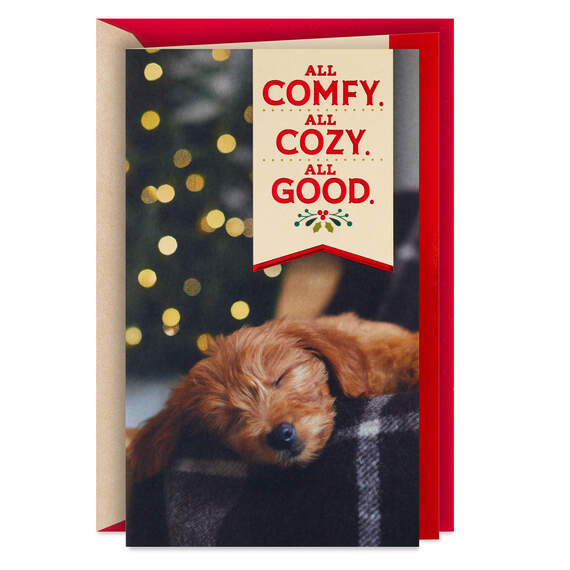 Comfy, Cozy Puppy Dog Christmas Card, , large image number 1