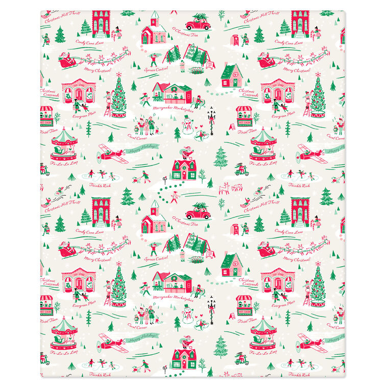 Holiday Scenes on Cream Fleece Blanket front flat image number 2