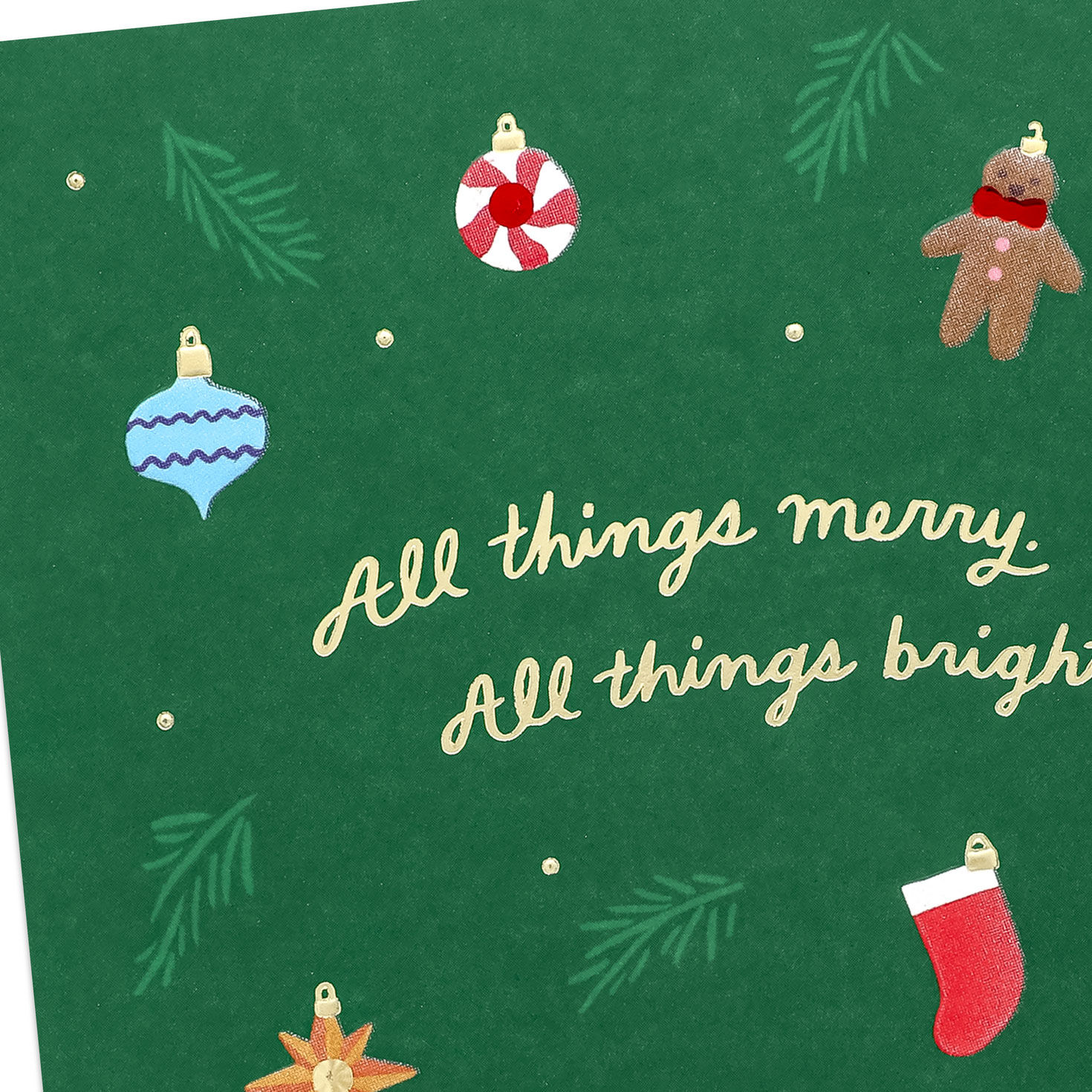 Mini Tree Ornaments Green Christmas Card Card Front Detail image number 4