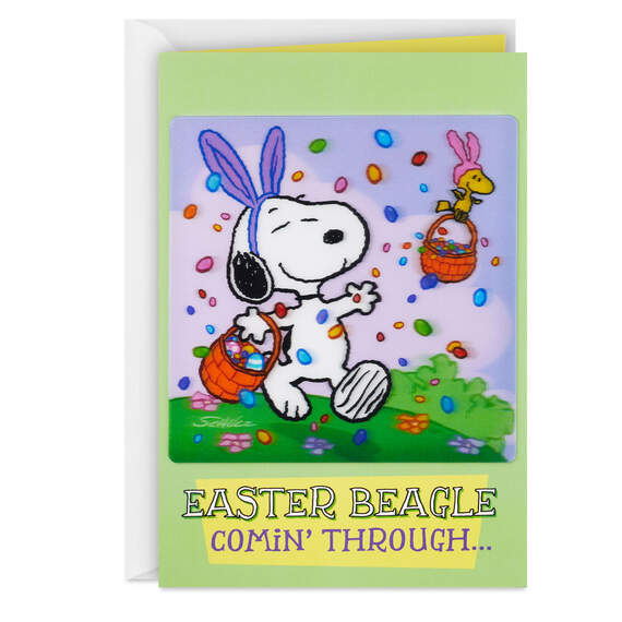 Peanuts® Snoopy and Woodstock Easter Beagle Easter Card, , large image number 1