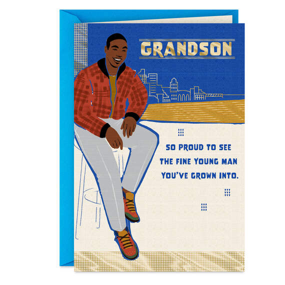 Blessings for a Fine Young Man Birthday Card for Grandson, , large image number 1