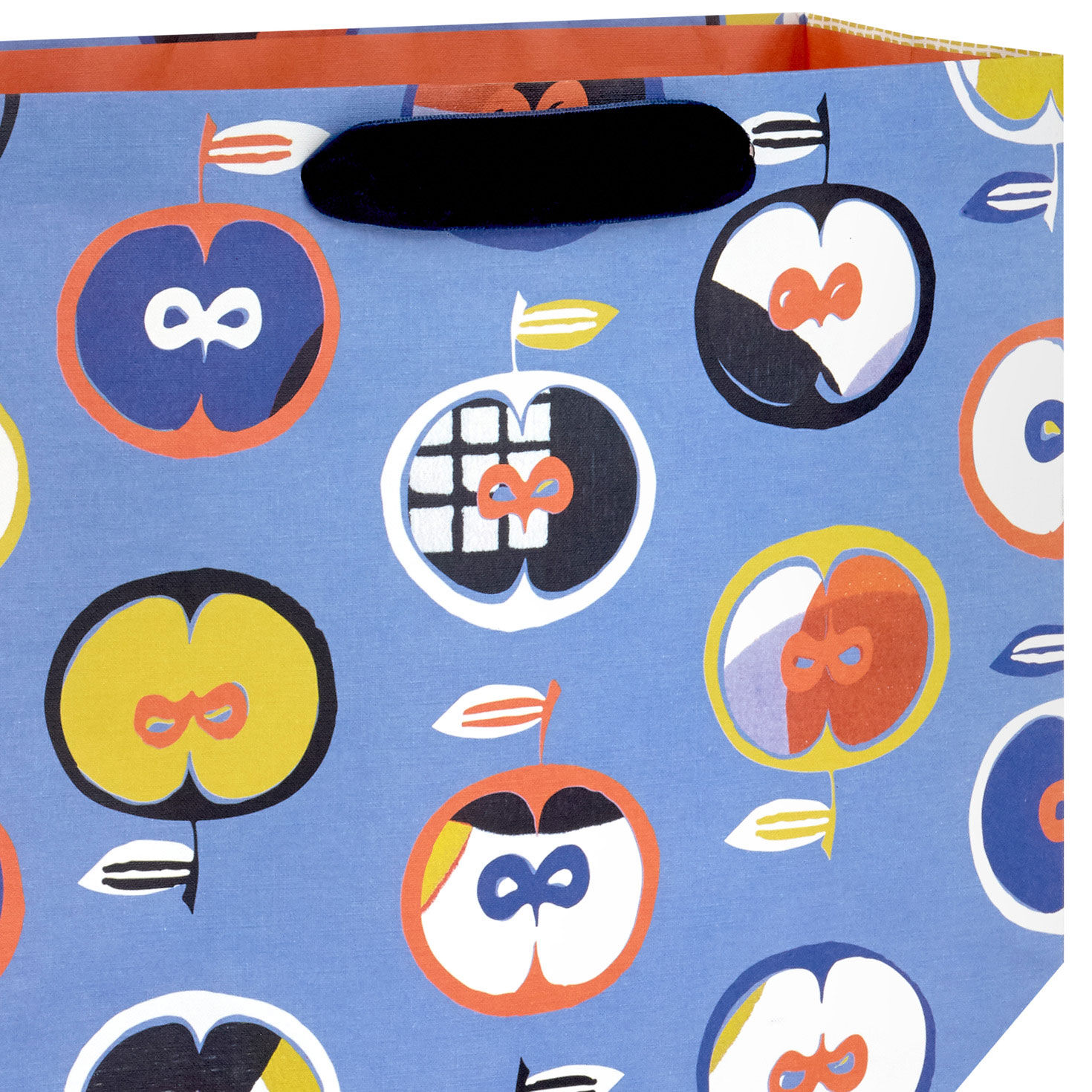 Archives Abstract Apples on Blue Large Gift Bag Handle Detail image number 4