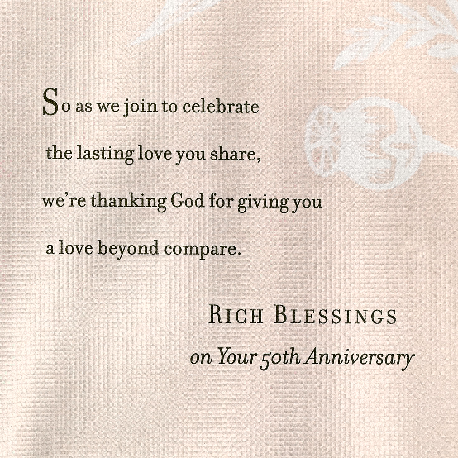 Gold Roses on Peach 50th Anniversary Card  image number 2
