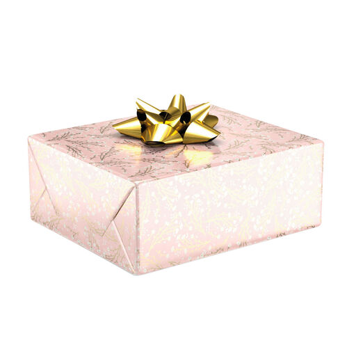 Pink Floral Metallic Wrapping Paper, 17.5 sq. ft., 