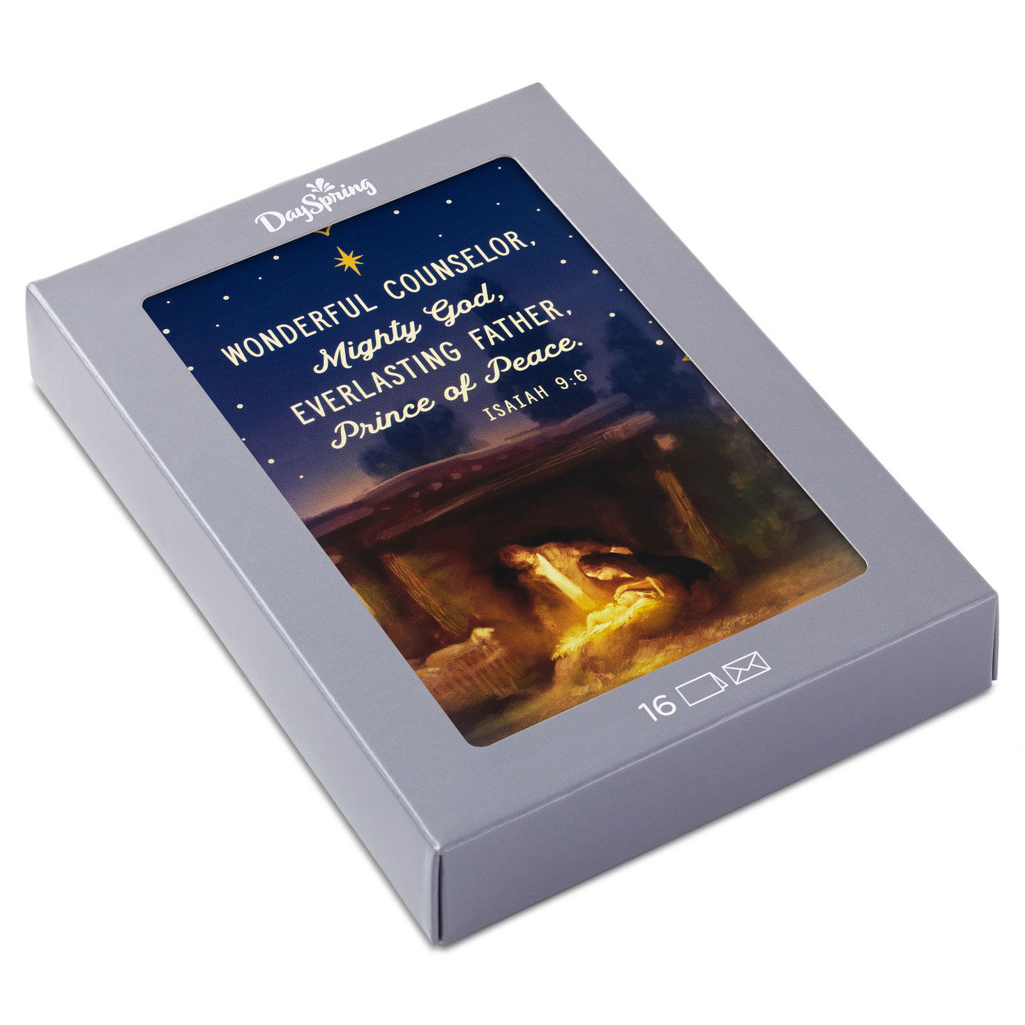 Manger Scene Religious Boxed Christmas Cards, Pack of 16
