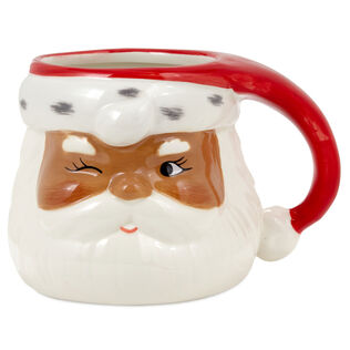 Winking Black Santa Holiday Sculpted Mug, 23.5 oz.