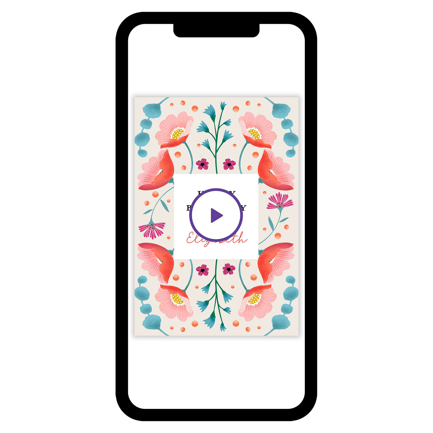 Beautiful Blooms Personalized Birthday Card phone with card front image number 1