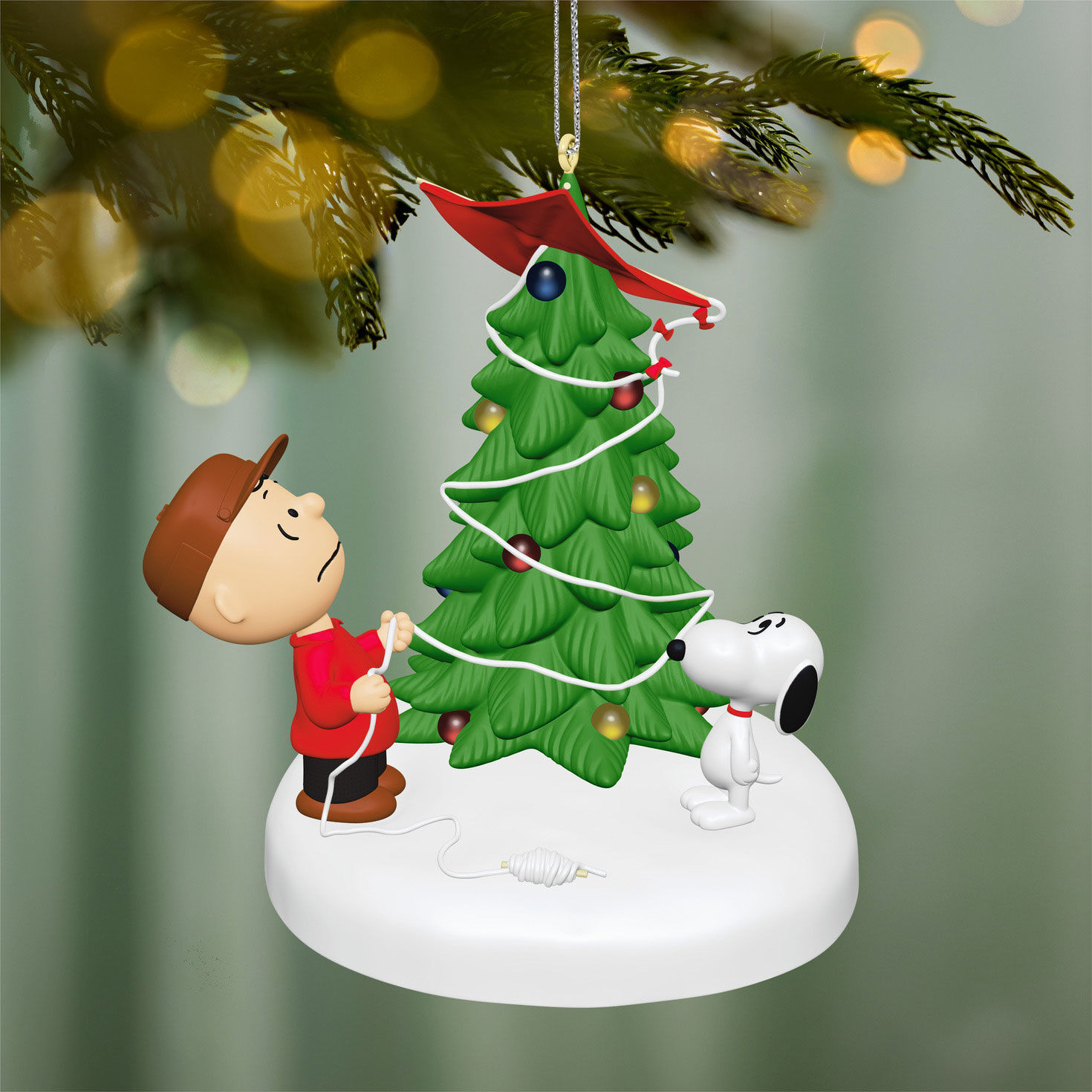 Charlie Brown's Kite on Tree Keepsake Ornament hanging on tree image number 2