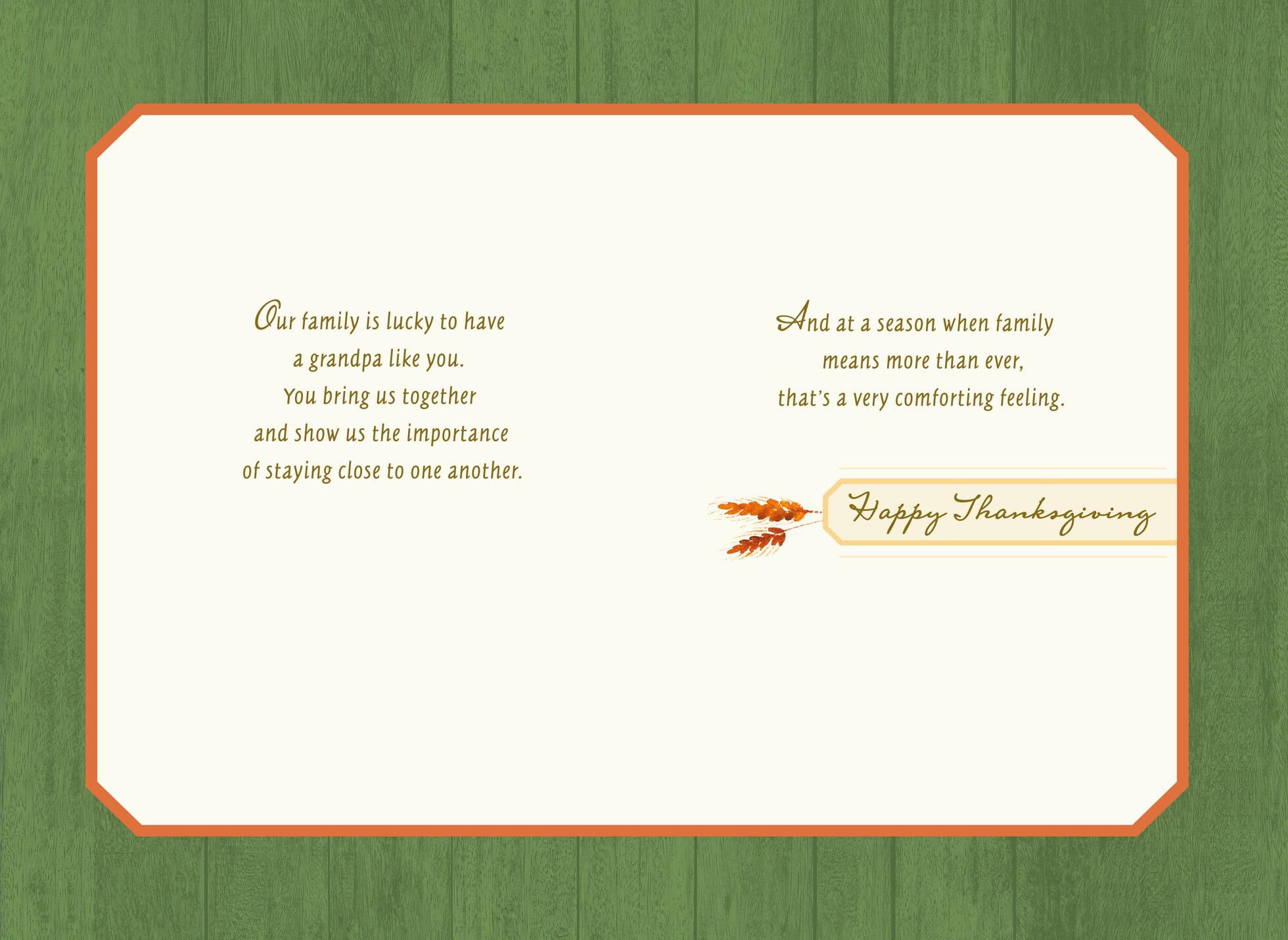 Lucky to Have a Grandpa Like You Thanksgiving Card