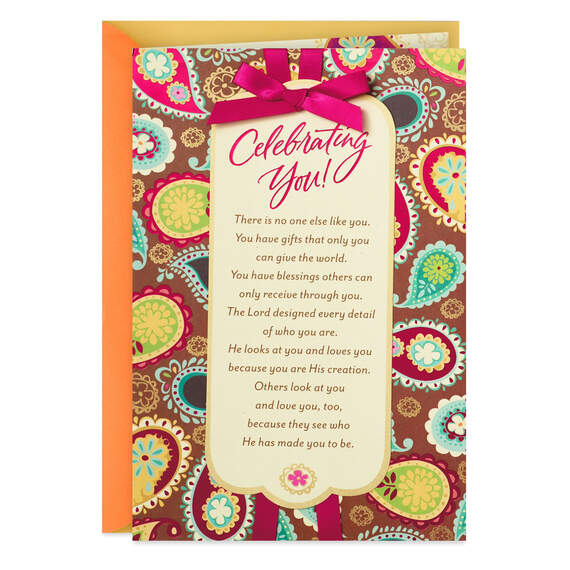 Bright Paisley Pattern Religious Birthday Card for Her, , large image number 1