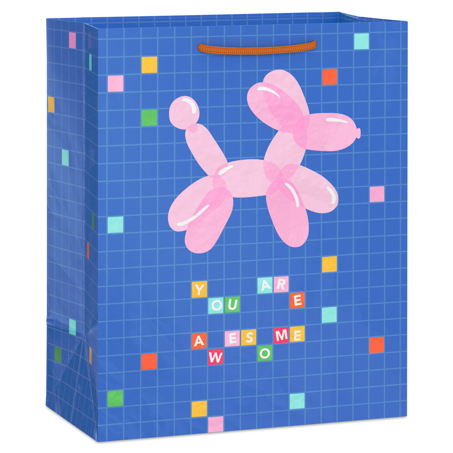 9.6" Pink Balloon Dog You Are Awesome Medium Gift Bag