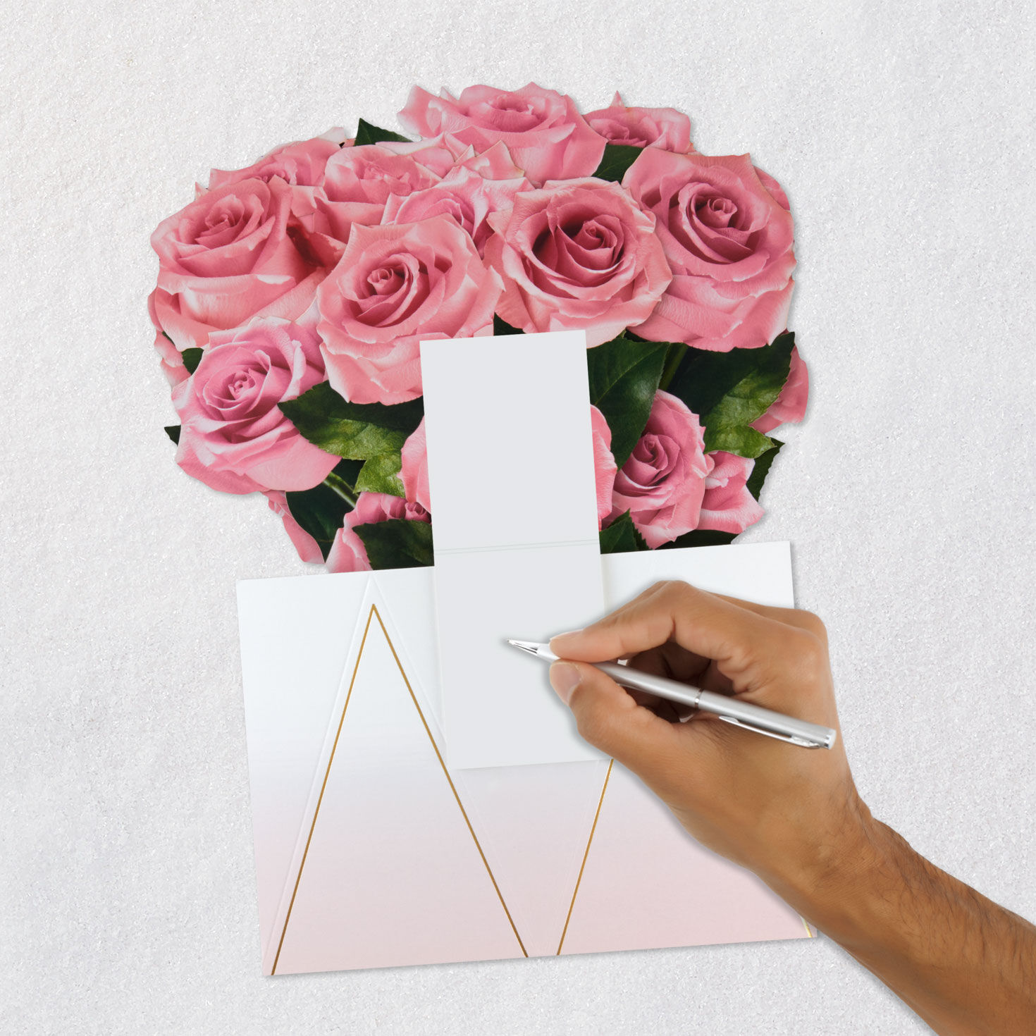 Pink Rose Paper Flower Bouquet Jumbo Pop-Up Valentine signing ard image number 6