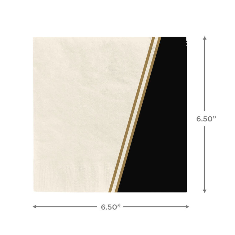 Ivory, Black and Gold Geometric Dinner Napkins, Set of 16, , large image number 3